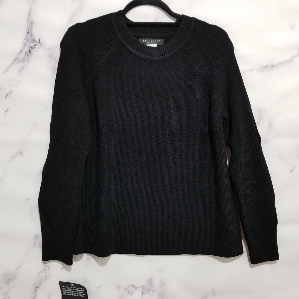 RACHEL ROY Collection Black Crew Neck Sweater, Med
